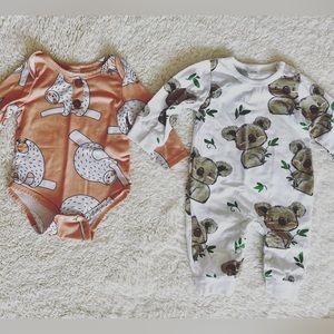 Pat Pat Sloth Baby One Piece and Koala Sz 0-3 Mos
